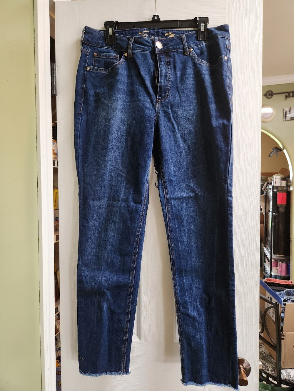 Seven7 Women's Dark Blue Straight-Leg Jeans